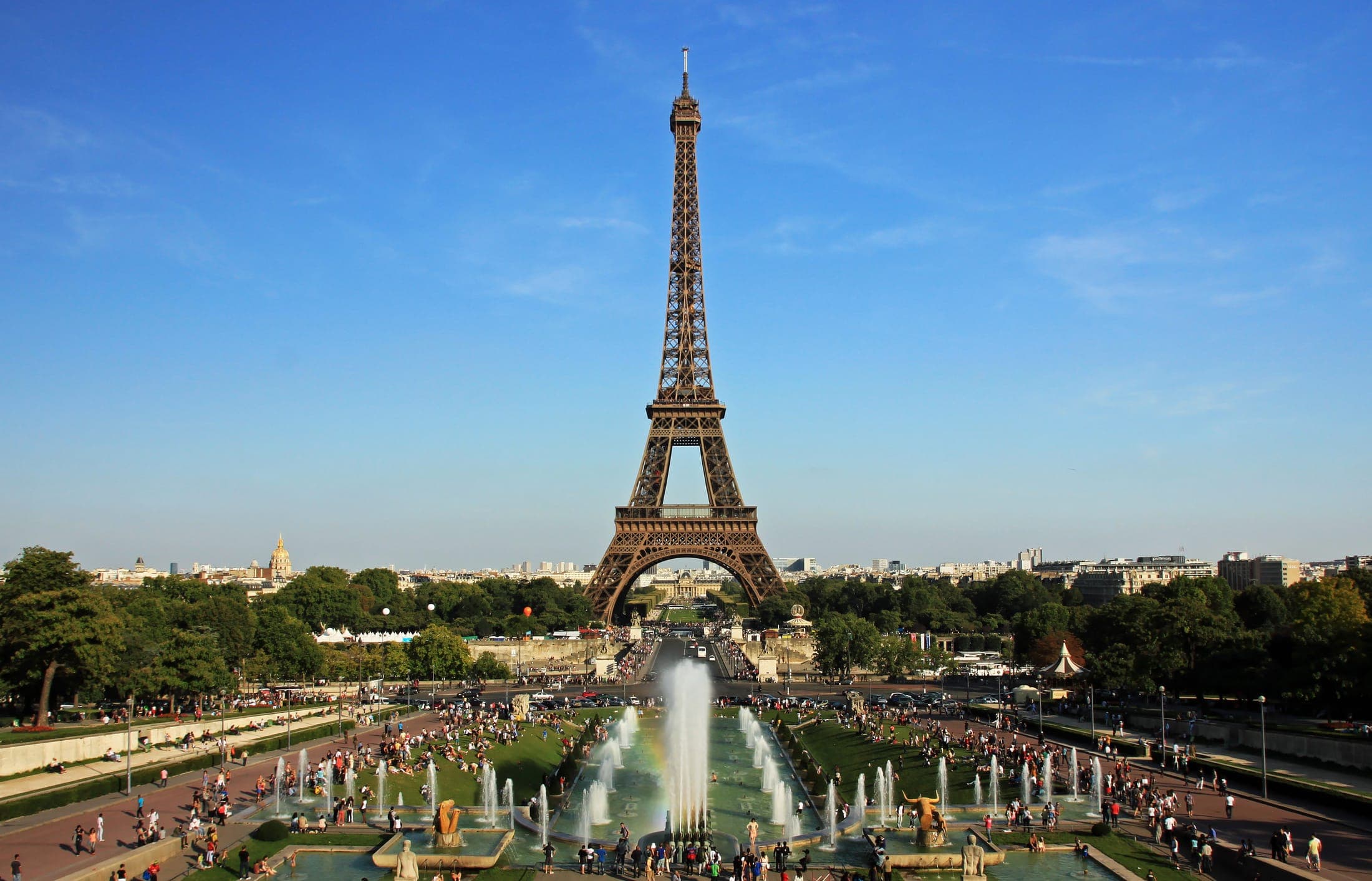 The Eiffel Tower seen from the Trocadéro esplanade, Paris
