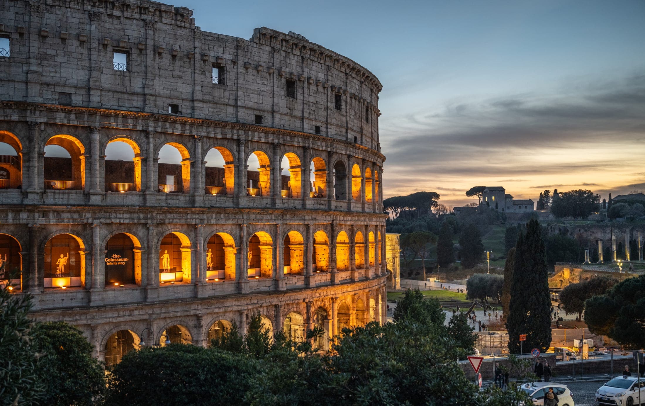 The ancient Colosseum amphitheater in Rome, Italy