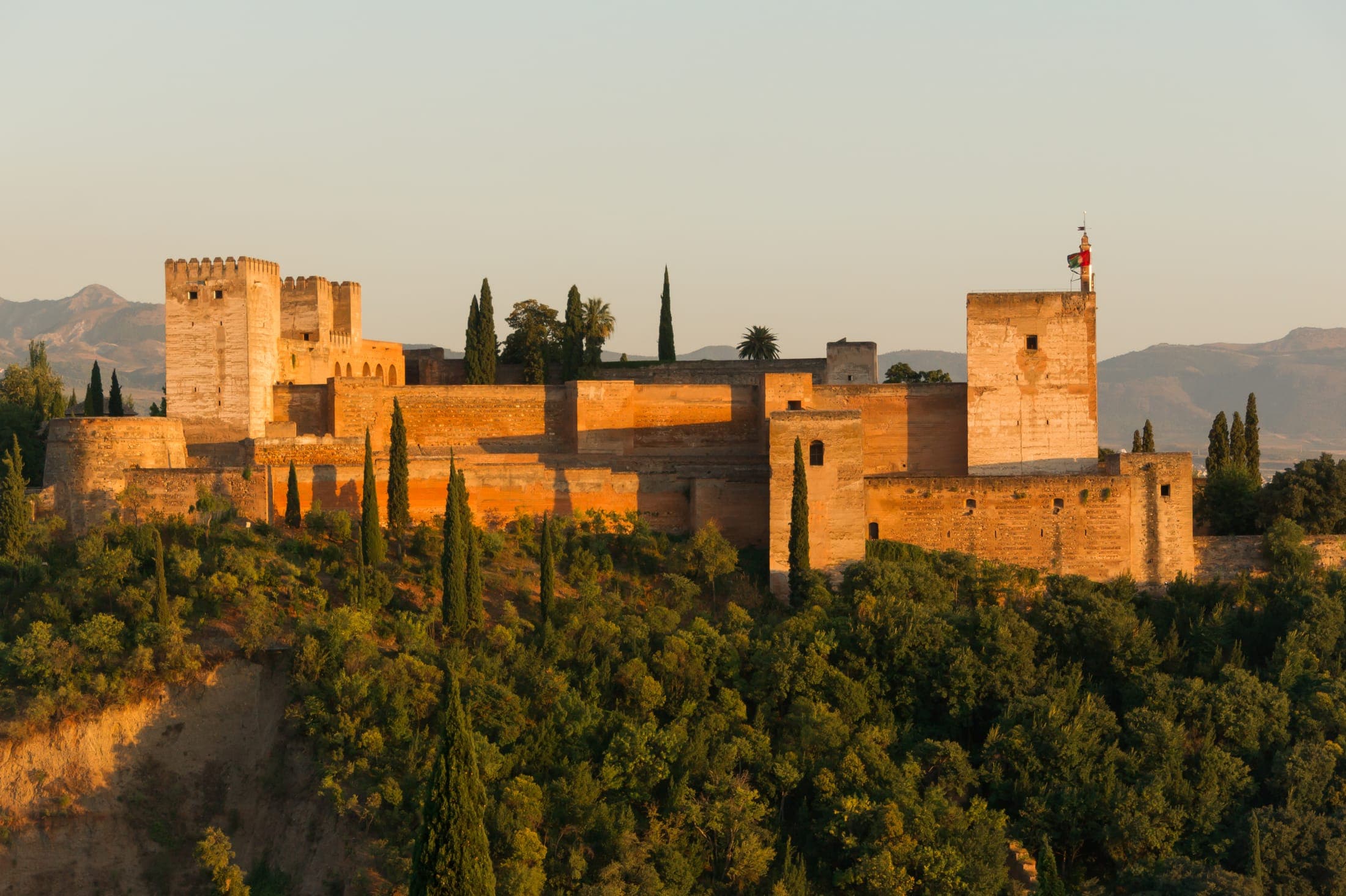 The Alcazaba fortress of the Alhambra, the Moorish palace complex in Granada, Andalusia, Spain