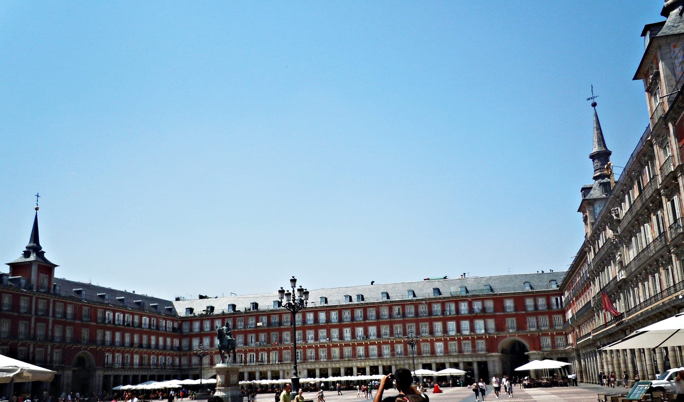 Plaza Mayor, the historic central square of Madrid, Spain