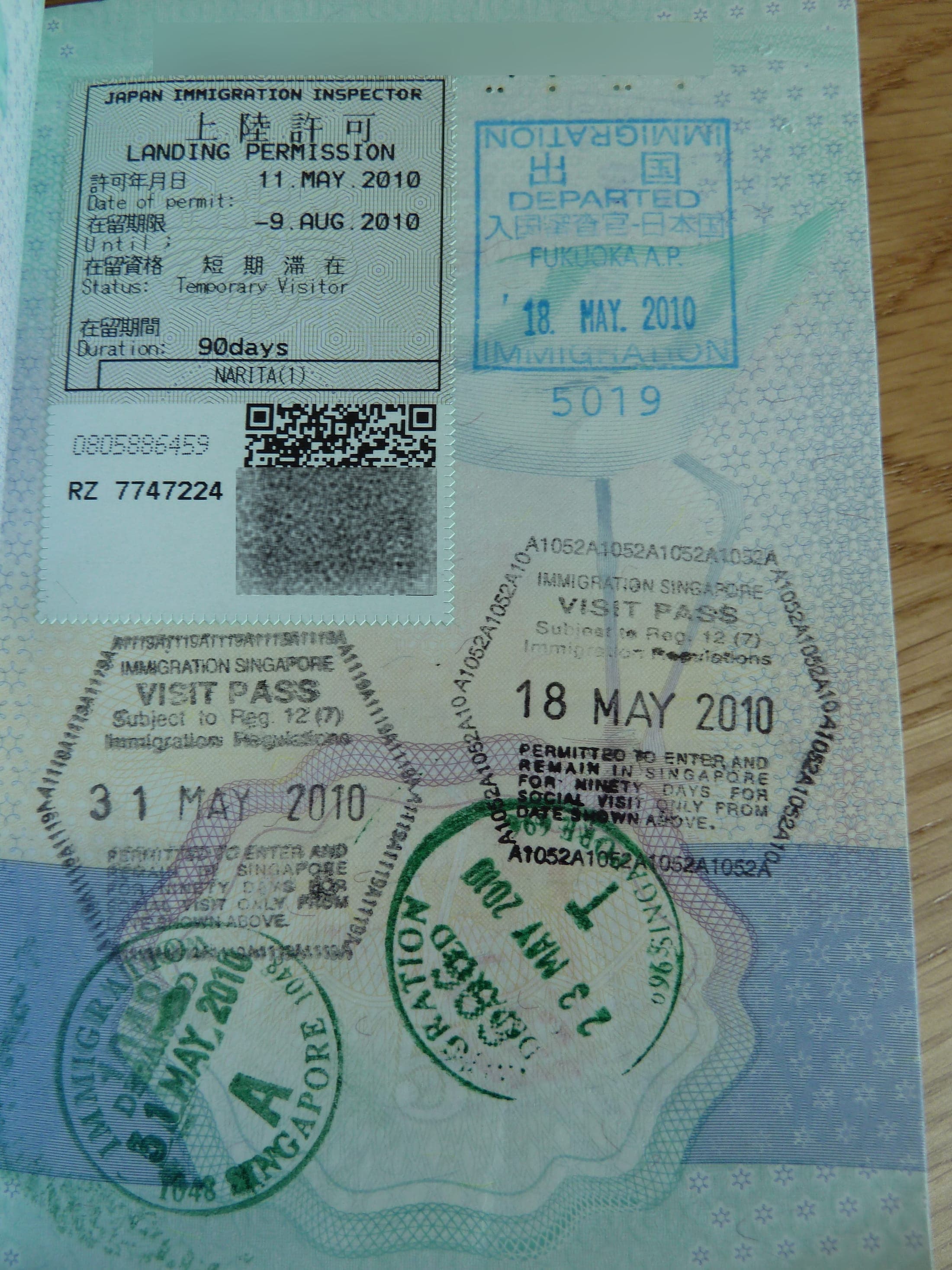 Passport pages filled with international travel and visa stamps